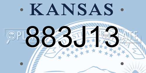 883J13 Kansas License Plate
