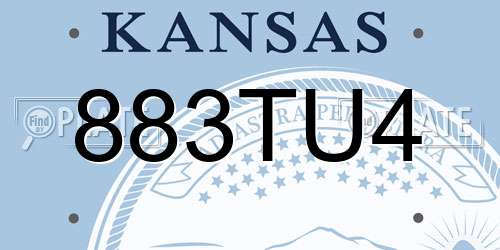 883TU4 Kansas License Plate
