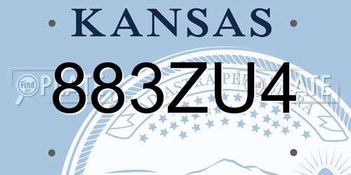 883ZU4 Kansas License Plate