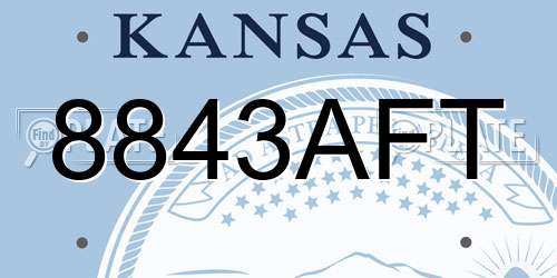 8843AFT Kansas License Plate