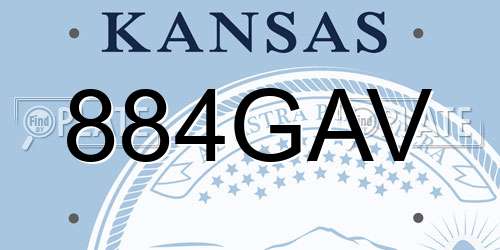 884GAV Kansas License Plate