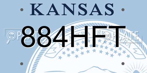 884HFT Kansas License Plate