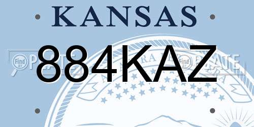 884KAZ Kansas License Plate