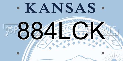 884LCK Kansas License Plate