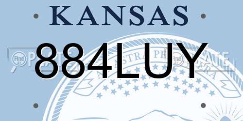 884LUY Kansas License Plate