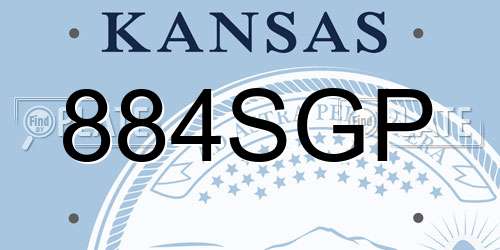 884SGP Kansas License Plate