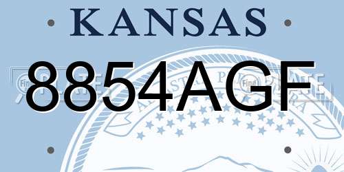 8854AGF Kansas License Plate