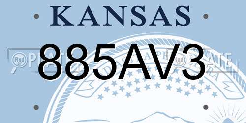 885AV3 Kansas License Plate