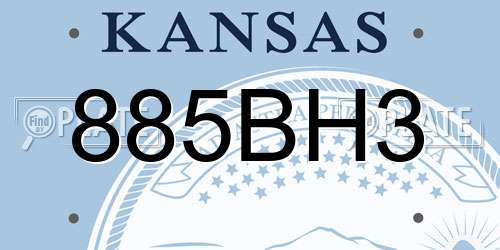 885BH3 Kansas License Plate