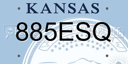 885ESQ Kansas License Plate