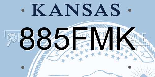 885FMK Kansas License Plate