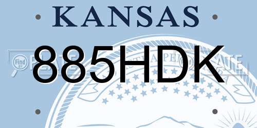 885HDK Kansas License Plate