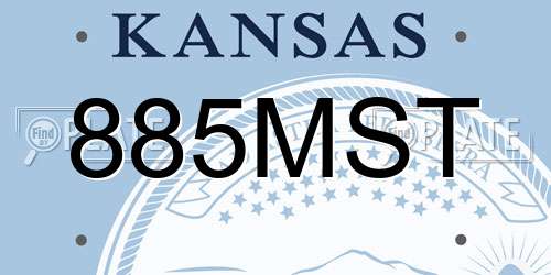 885MST Kansas License Plate