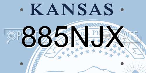 885NJX Kansas License Plate