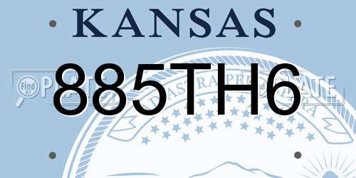 885TH6 Kansas License Plate