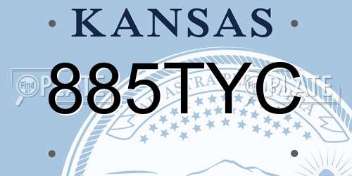 885TYC Kansas License Plate