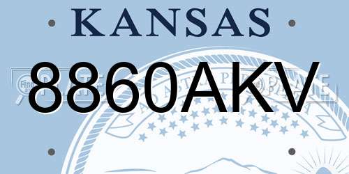 8860AKV Kansas License Plate