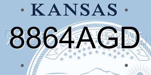 8864AGD Kansas License Plate