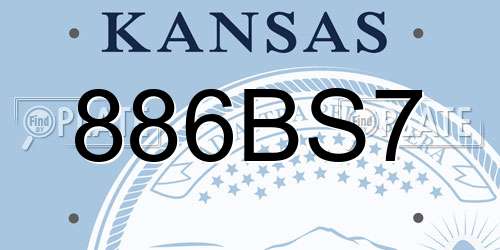 886BS7 Kansas License Plate