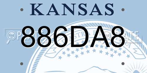 886DA8 Kansas License Plate
