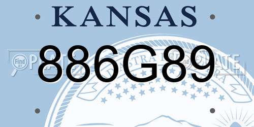 886G89 Kansas License Plate