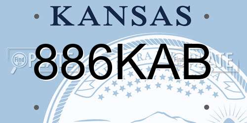 886KAB Kansas License Plate