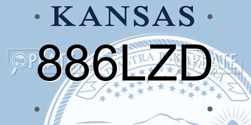 886LZD Kansas License Plate