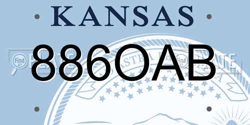 886OAB Kansas License Plate