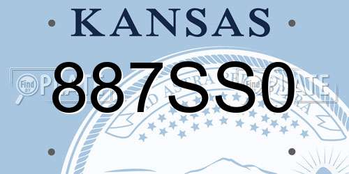 887SS0 Kansas License Plate