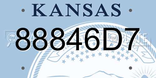 88846D7 Kansas License Plate