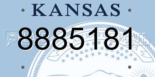 8885181 Kansas License Plate