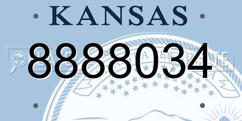 8888034 Kansas License Plate