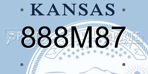 888M87 Kansas License Plate