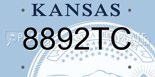8892TC Kansas License Plate
