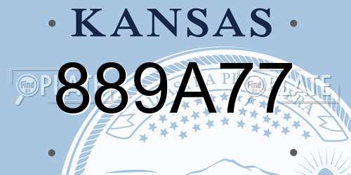 889A77 Kansas License Plate