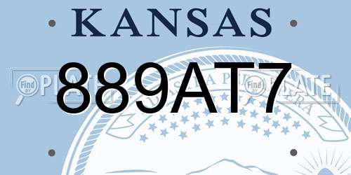889AT7 Kansas License Plate