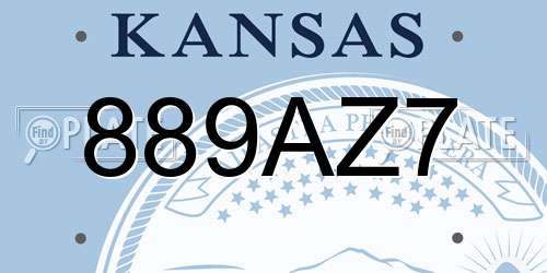 889AZ7 Kansas License Plate