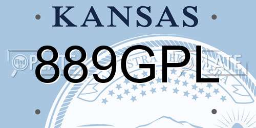 889GPL Kansas License Plate