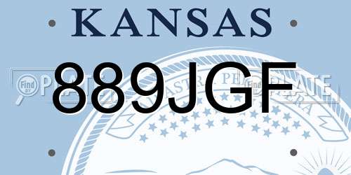 889JGF Kansas License Plate