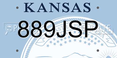 889JSP Kansas License Plate