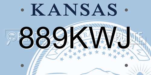 889KWJ Kansas License Plate