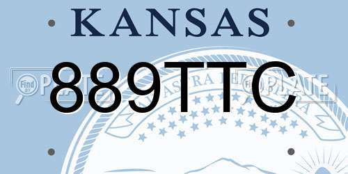 889TTC Kansas License Plate
