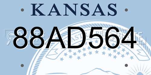 88AD564 Kansas License Plate