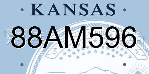 88AM596 Kansas License Plate