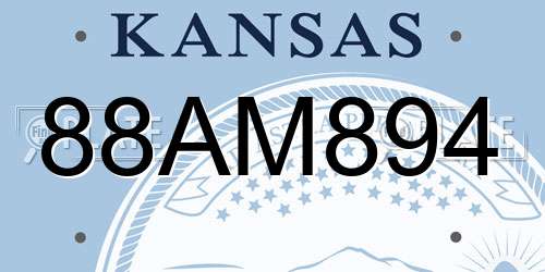 88AM894 Kansas License Plate