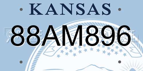 88AM896 Kansas License Plate