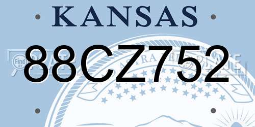 88CZ752 Kansas License Plate