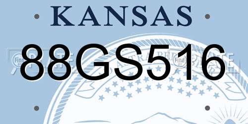 88GS516 Kansas License Plate