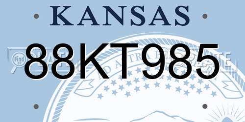88KT985 Kansas License Plate