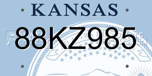 88KZ985 Kansas License Plate